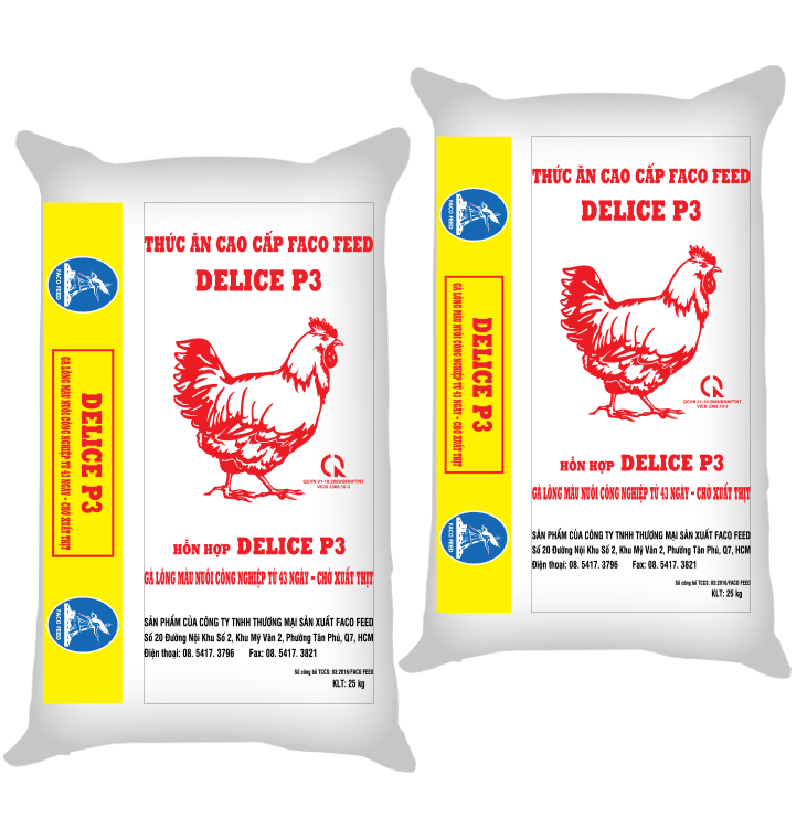 DELICE P 3 - Thức ăn cho gà thịt lông màu nuôi công nghiệp từ 43 ngày tuổi - xuất chuồng